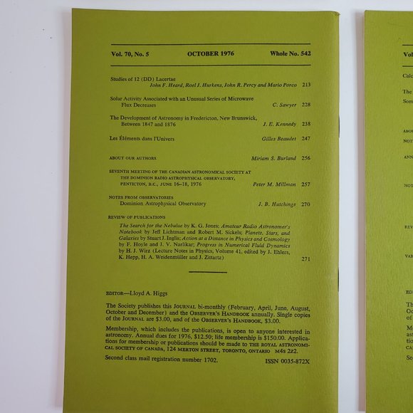 Vintage Journals of the Royal Astronomical Society of Canada Volume Set 70 1976 - Picture 6 of 9